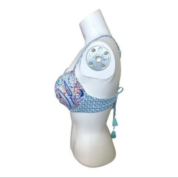 Victoria’s Secret The Fabulous Bikini Top Paisley Size 36C Tassel Swim Top - Picture 3 of 7